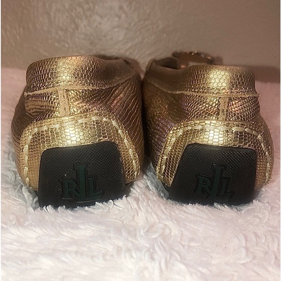 RALPH LAUREN (CARLEY) LEATHER LIZARD PRINT FLAT MOCCASIN DRIVERS 🤩 - Picture 9 of 12